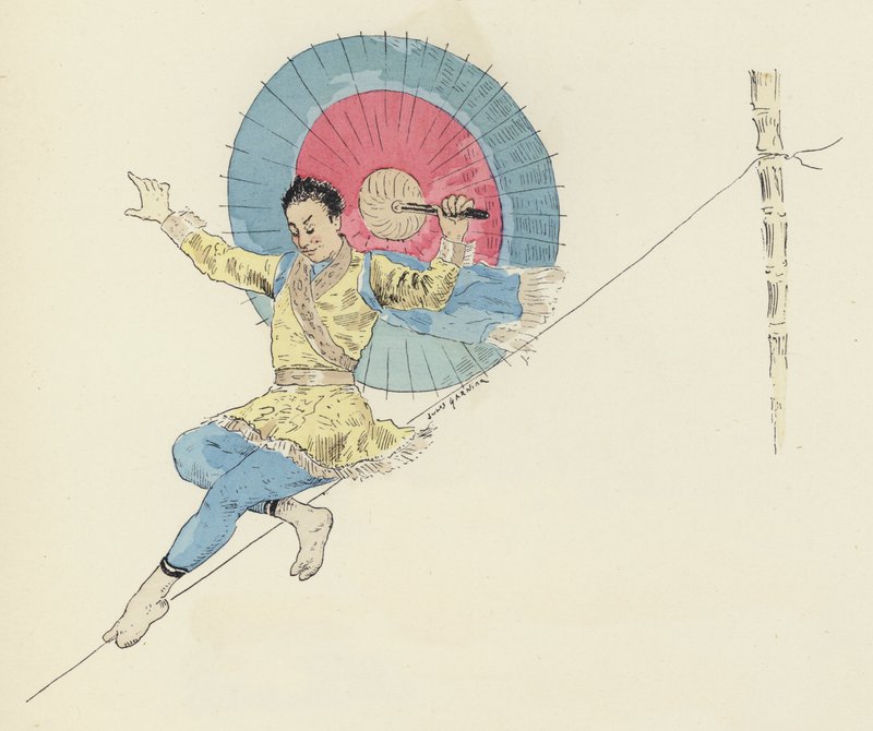Högtrådskonstnär (färg litho) av Jules Arsene (after) Garnier