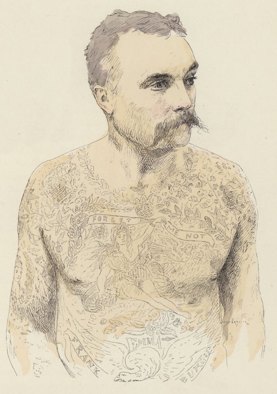 Tatueringar (färg litho) av Jules Arsene (after) Garnier