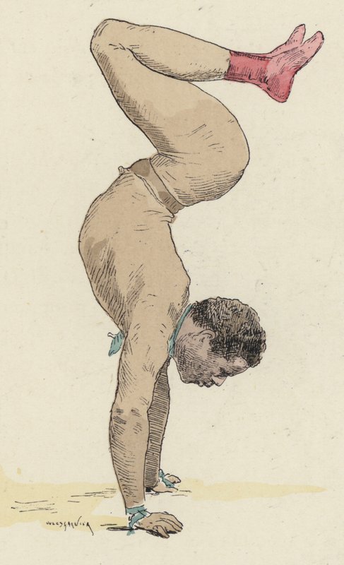 Cirkusgymnast gör handstående av Jules Arsene Garnier