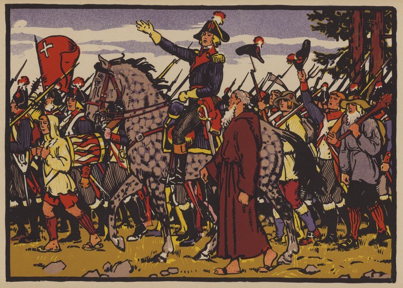 Alois von Reding och Schwyz motstånd mot den helvetiska republiken påtvingat av det revolutionära Frankrike av Jules Courvoisier