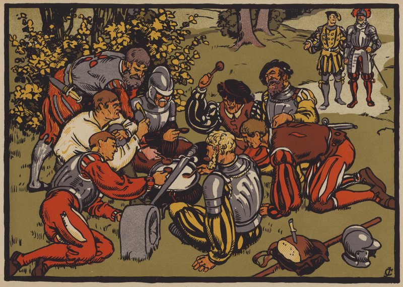 Reformationens kris i Schweiz (färglitografi) av Jules Courvoisier