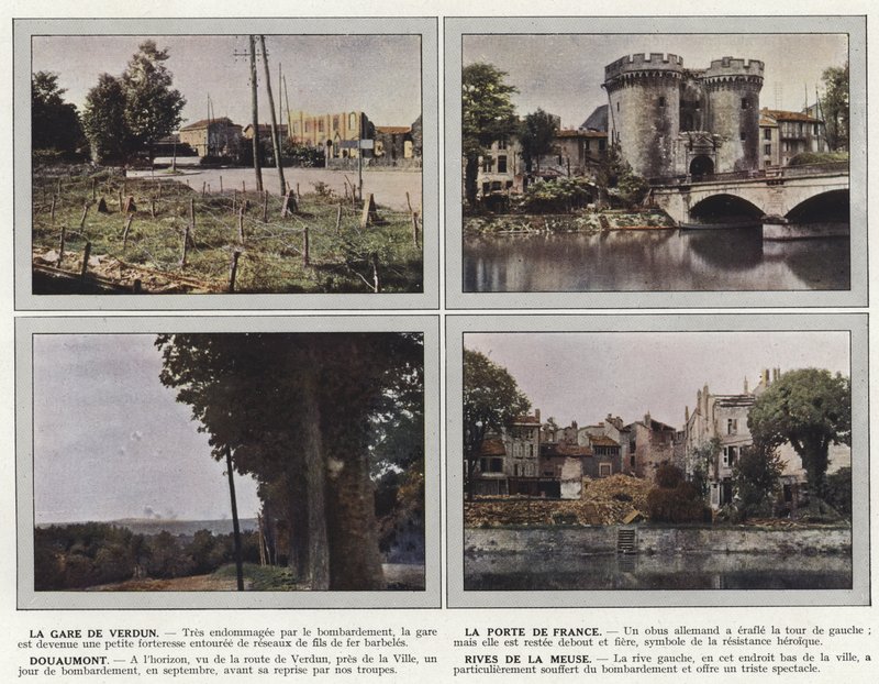 Verdun tågstation, La Porte de France, Douaumont, Banken av Meuse av Jules Gervais Courtellemont