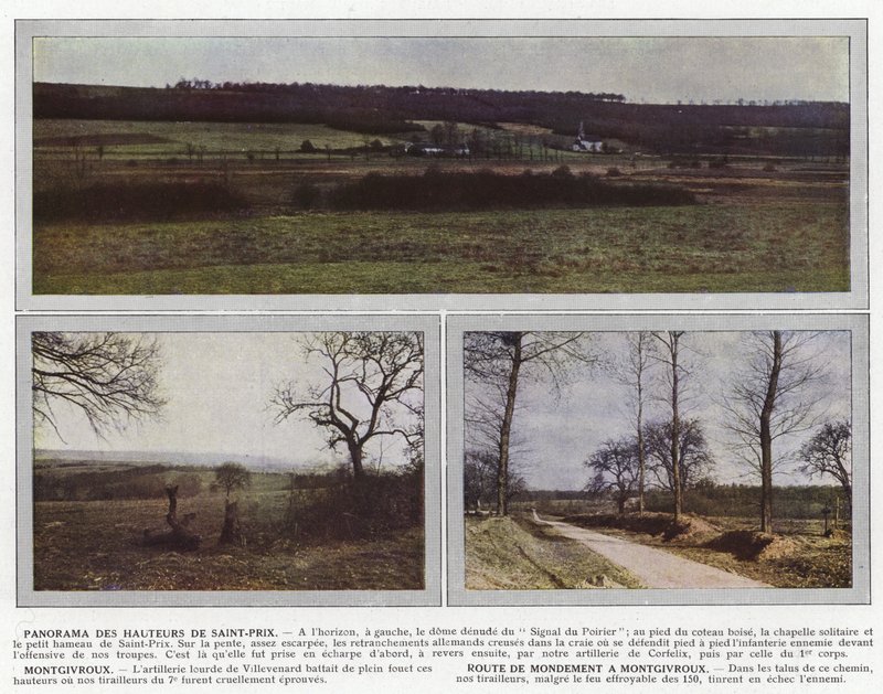 Panorama över höjderna i Saint-Prix, Montgivroux, Route de Mondement a Montgivroux av Jules Gervais Courtellemont