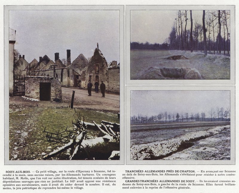 Soisy-aux-Bois, tyska skyttegravar nära Chapton, stortyska trancher av Soisy av Jules Gervais Courtellemont