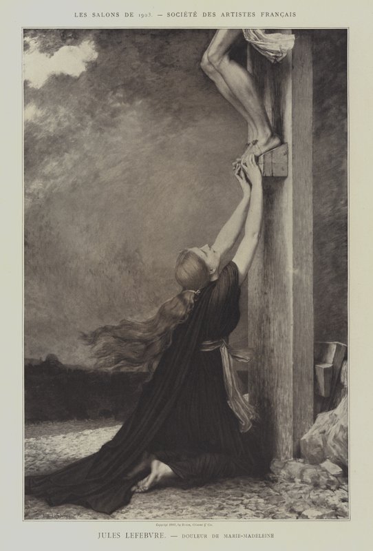 Maria Magdalenas sorg (Maria Magdalenas sorg) (litho) av Jules Joseph (after) Lefebvre