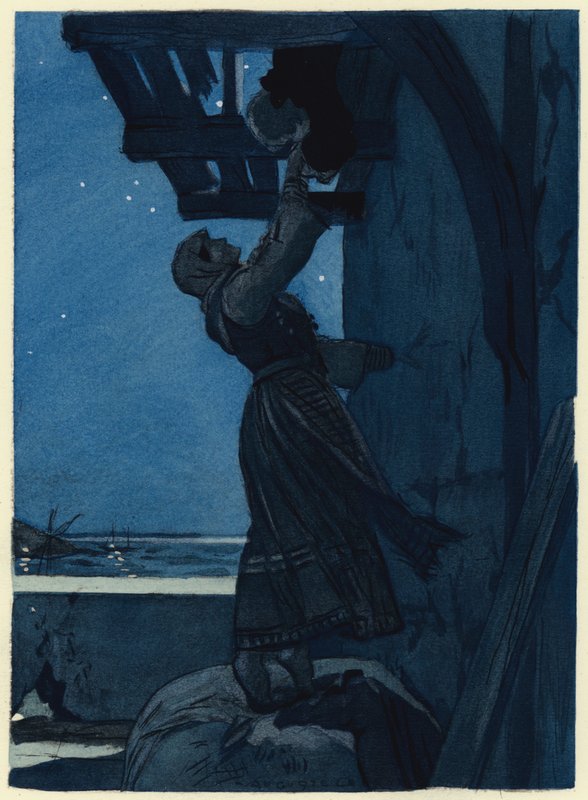 Illustration till Casanovas memoarer (färglitografi) av Jules Marie Auguste Leroux
