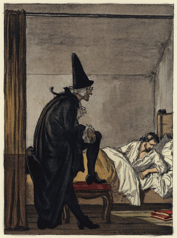 Illustration till Casanovas memoarer (färglitografi) av Jules Marie Auguste Leroux