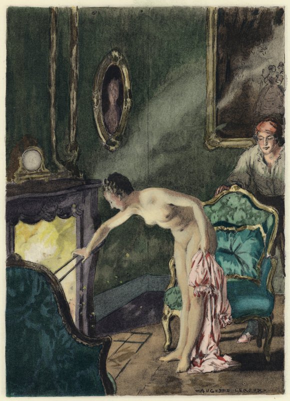 Illustration till Casanovas memoarer (färglitografi) av Jules Marie Auguste Leroux