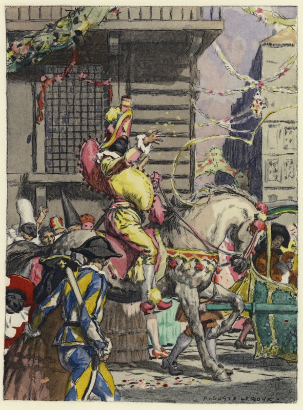 Illustration till Casanovas memoarer (färglitografi) av Jules Marie Auguste Leroux
