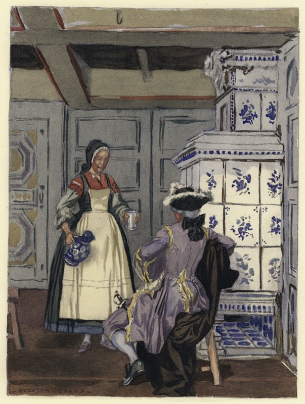 Illustration till Casanovas memoarer (färglitografi) av Jules Marie Auguste Leroux