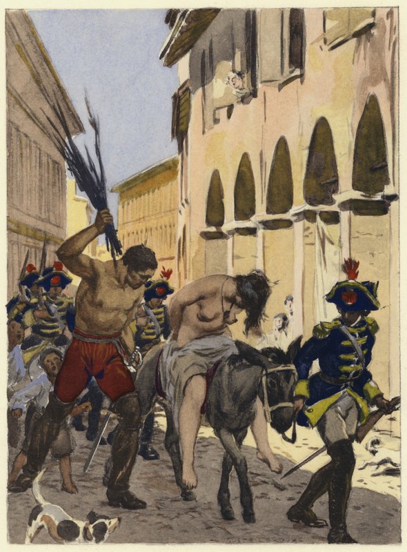 Illustration till Casanovas memoarer (färglitografi) av Jules Marie Auguste Leroux