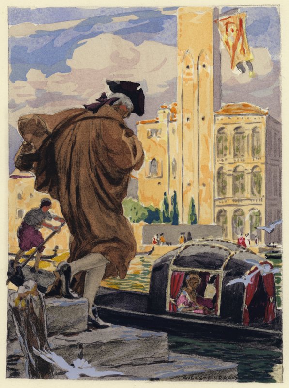 Illustration till Casanovas memoarer (färglitografi) av Jules Marie Auguste Leroux