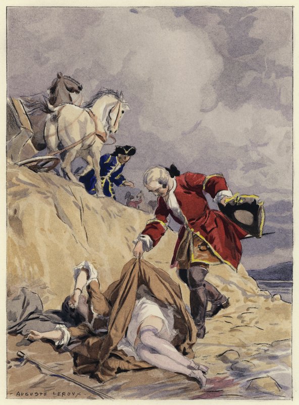 Illustration till Casanovas memoarer (färglitografi) av Jules Marie Auguste Leroux