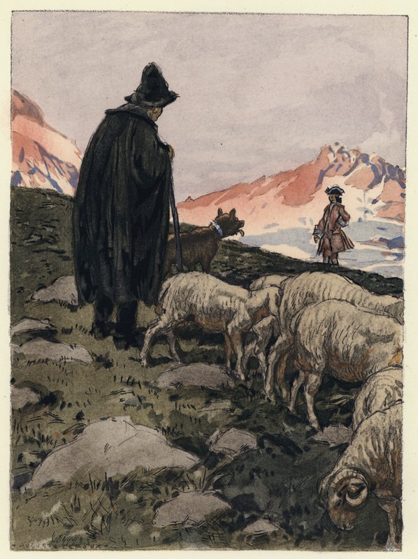 Illustration till Casanovas memoarer (färglitografi) av Jules Marie Auguste Leroux