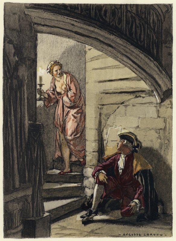 Illustration till Casanovas memoarer (färglitografi) av Jules Marie Auguste Leroux
