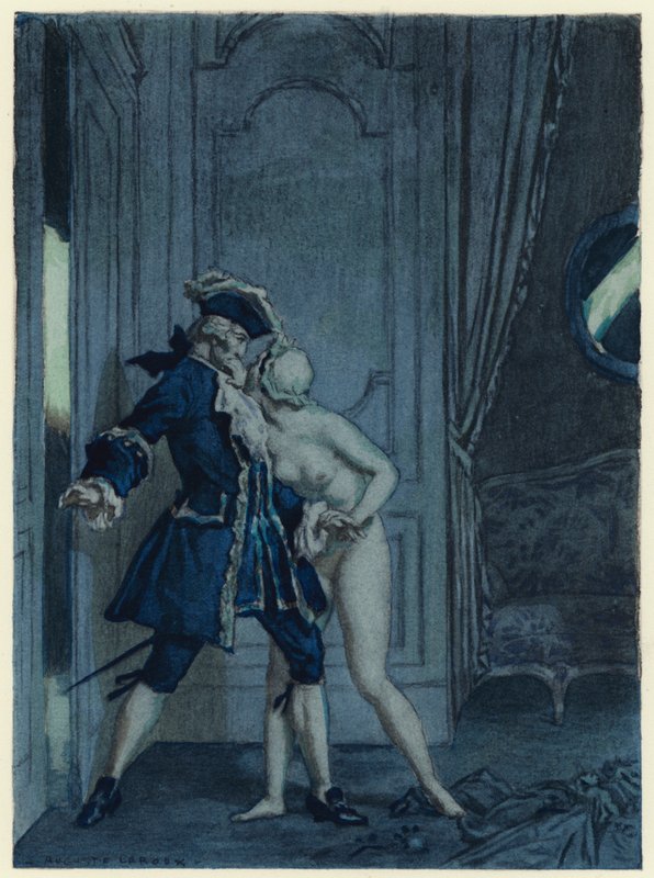 Illustration till Casanovas memoarer (färglitografi) av Jules Marie Auguste Leroux