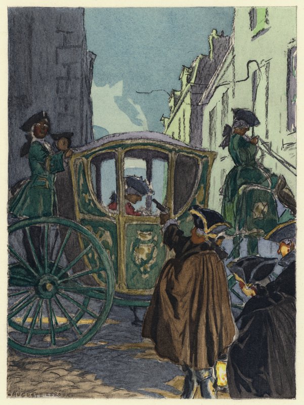 Illustration till Casanovas memoarer (färglitografi) av Jules Marie Auguste Leroux
