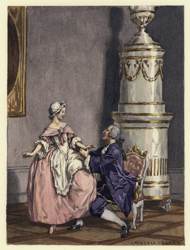 Illustration till Casanovas memoarer (färglitografi) av Jules Marie Auguste Leroux