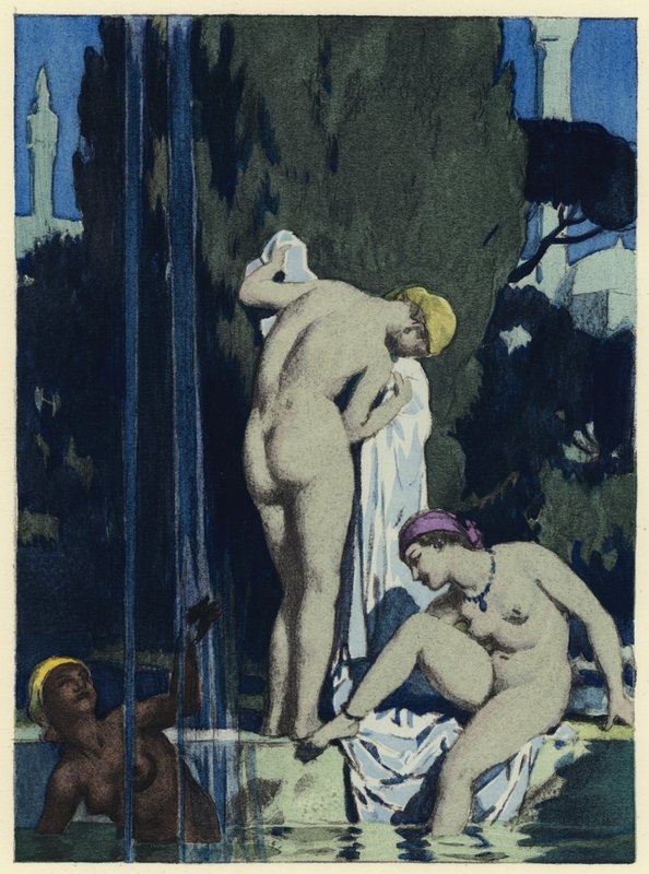 Illustration till Casanovas memoarer (färglitografi) av Jules Marie Auguste Leroux