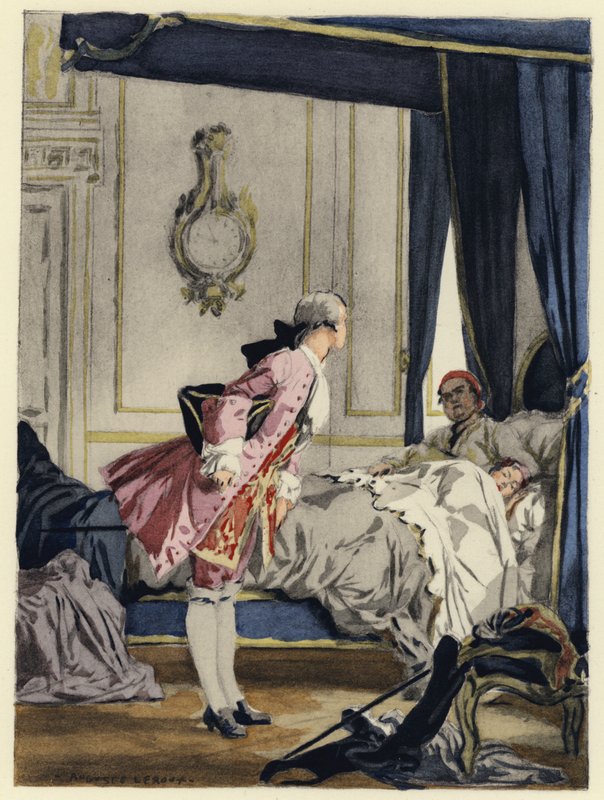 Illustration till Casanovas memoarer (färglitografi) av Jules Marie Auguste Leroux