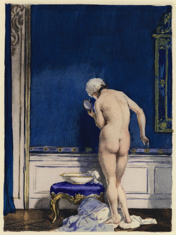 Illustration till Casanovas memoarer (färglitografi) av Jules Marie Auguste Leroux