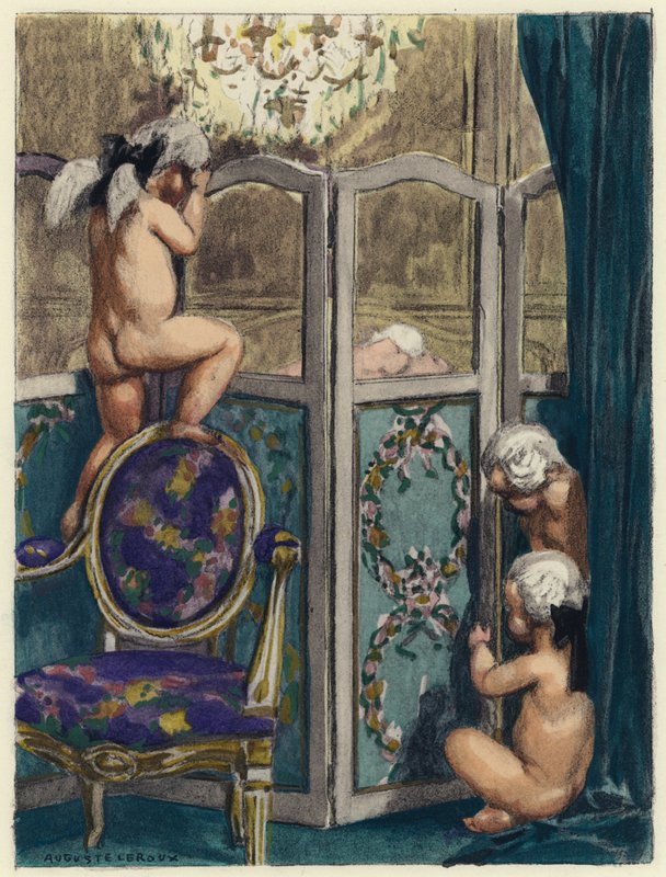 Illustration till Casanovas memoarer (färglitografi) av Jules Marie Auguste Leroux