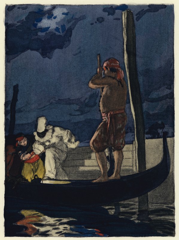 Illustration till Casanovas memoarer (färglitografi) av Jules Marie Auguste Leroux