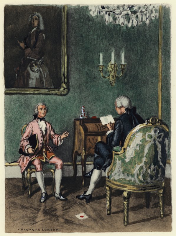 Illustration till Casanovas memoarer (färglitografi) av Jules Marie Auguste Leroux