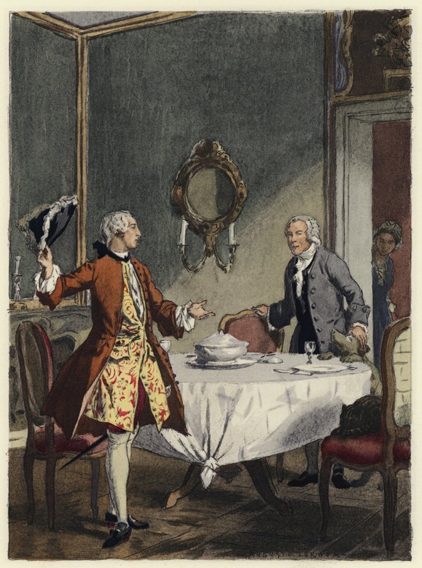 Illustration till Casanovas memoarer (färglitografi) av Jules Marie Auguste Leroux