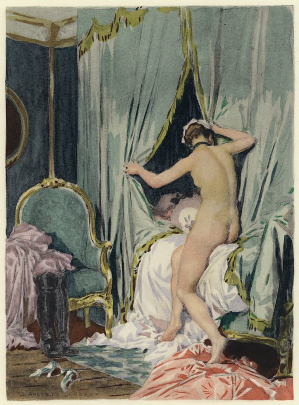 Illustration till Casanovas memoarer (färglitografi) av Jules Marie Auguste Leroux