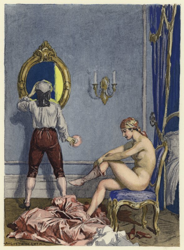 Illustration till Casanovas memoarer (färglitografi) av Jules Marie Auguste Leroux