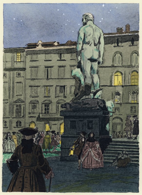 Illustration till Casanovas memoarer (färglitografi) av Jules Marie Auguste Leroux