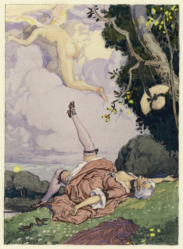 Illustration till Casanovas memoarer (färglitografi) av Jules Marie Auguste Leroux