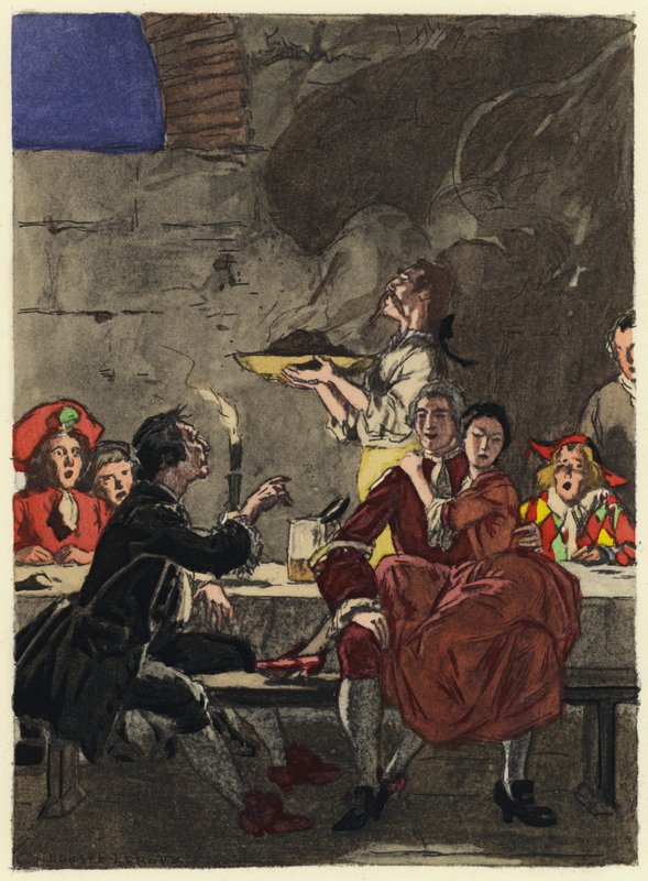 Illustration till Casanovas memoarer (färglitografi) av Jules Marie Auguste Leroux