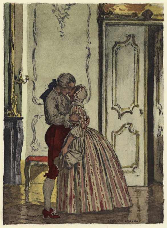 Illustration till Casanovas memoarer (färglitografi) av Jules Marie Auguste Leroux