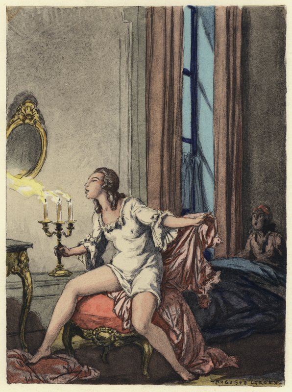 Illustration till Casanovas memoarer (färglitografi) av Jules Marie Auguste Leroux