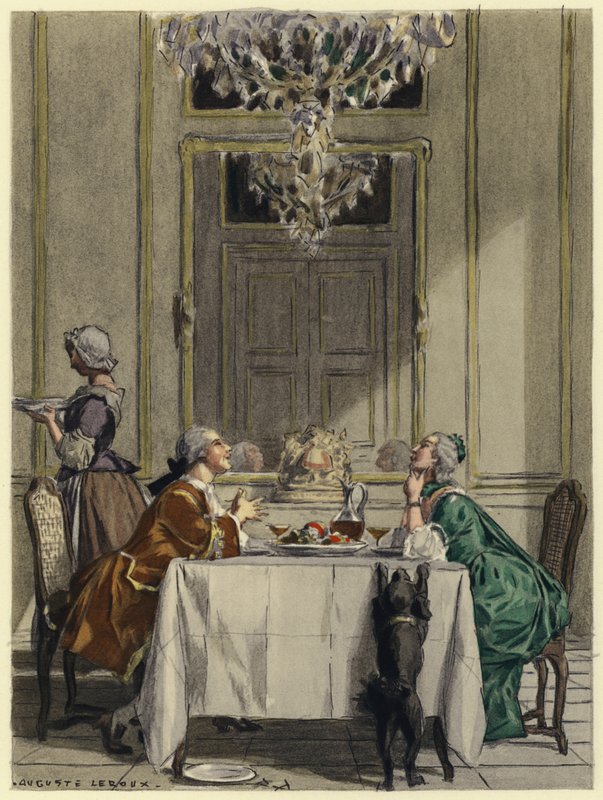 Illustration till Casanovas memoarer (färglitografi) av Jules Marie Auguste Leroux