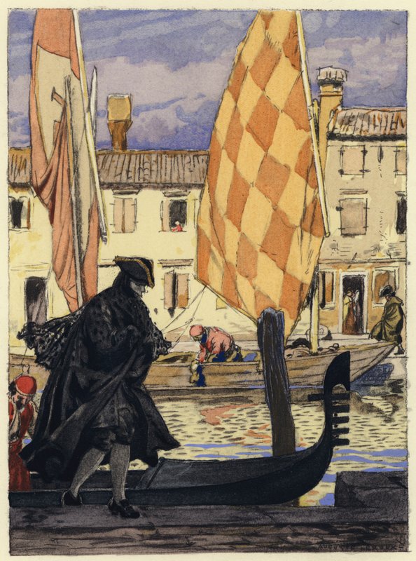 Illustration till Casanovas memoarer (färglitografi) av Jules Marie Auguste Leroux