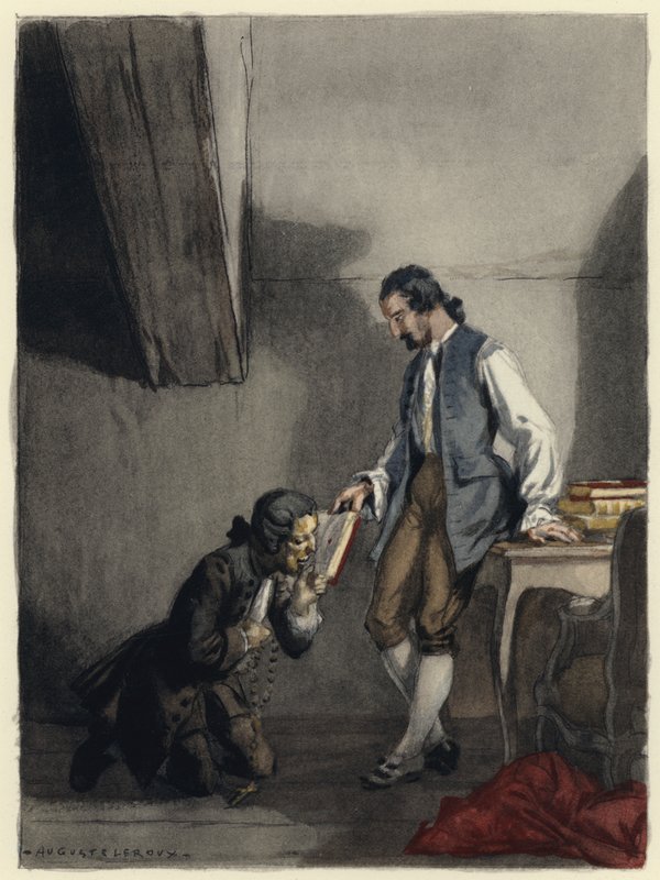 Illustration till Casanovas memoarer (färglitografi) av Jules Marie Auguste Leroux