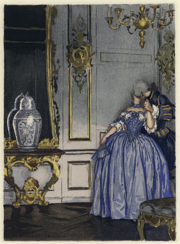Illustration till Casanovas memoarer (färglitografi) av Jules Marie Auguste Leroux