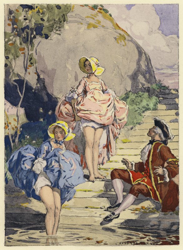 Illustration till Casanovas memoarer (färglitografi) av Jules Marie Auguste Leroux