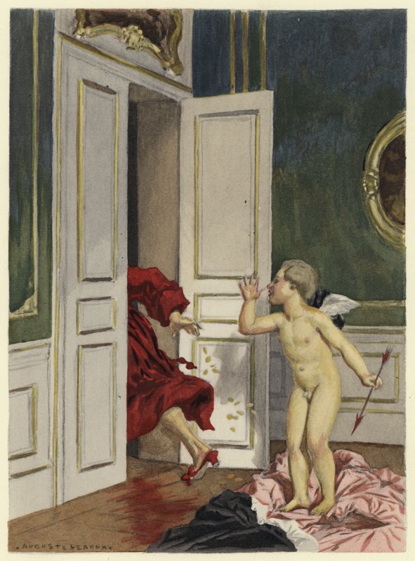 Illustration till Casanovas memoarer (färglitografi) av Jules Marie Auguste Leroux