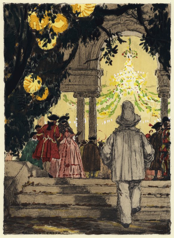 Illustration till Casanovas memoarer (färglitografi) av Jules Marie Auguste Leroux