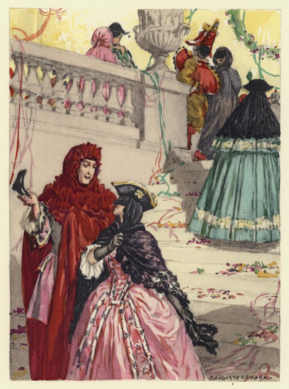 Illustration till Casanovas memoarer (färglitografi) av Jules Marie Auguste Leroux