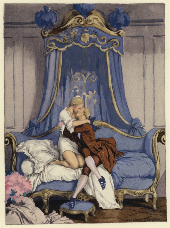 Illustration till Casanovas memoarer (färglitografi) av Jules Marie Auguste Leroux