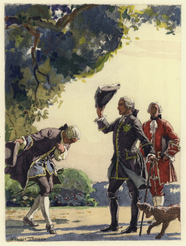 Illustration till Casanovas memoarer (färglitografi) av Jules Marie Auguste Leroux