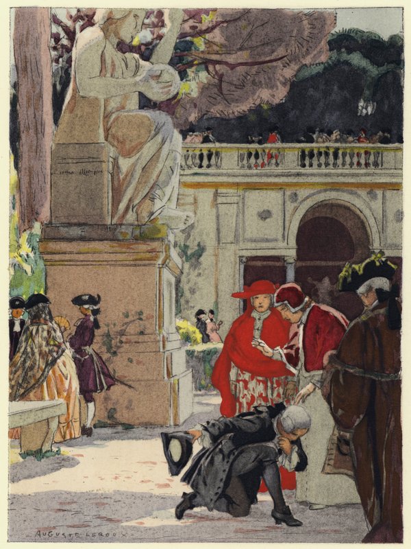 Illustration till Casanovas memoarer (färglitografi) av Jules Marie Auguste Leroux