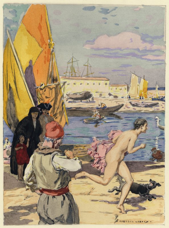 Illustration till Casanovas memoarer (färglitografi) av Jules Marie Auguste Leroux