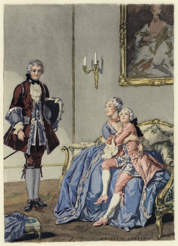 Illustration till Casanovas memoarer (färglitografi) av Jules Marie Auguste Leroux