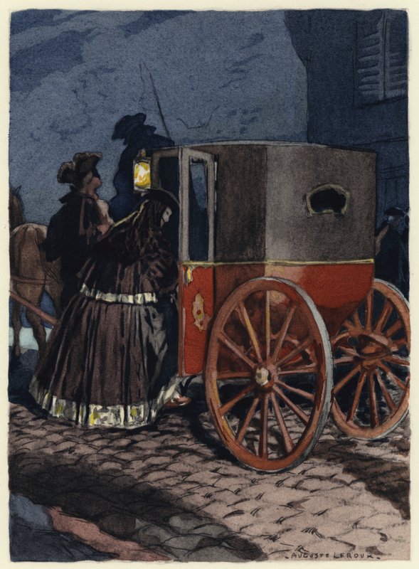 Illustration till Casanovas memoarer (färglitografi) av Jules Marie Auguste Leroux